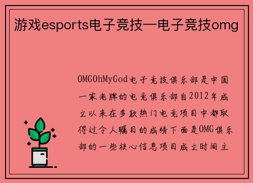 游戏esports电子竞技—电子竞技omg